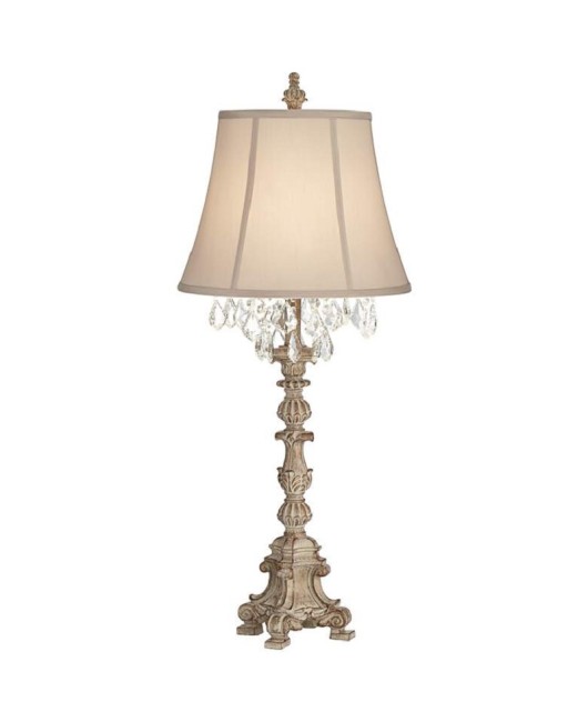 French countryside retro wood art carving table lamp crystal villa living room study bedroom bedside decoration floor lamp