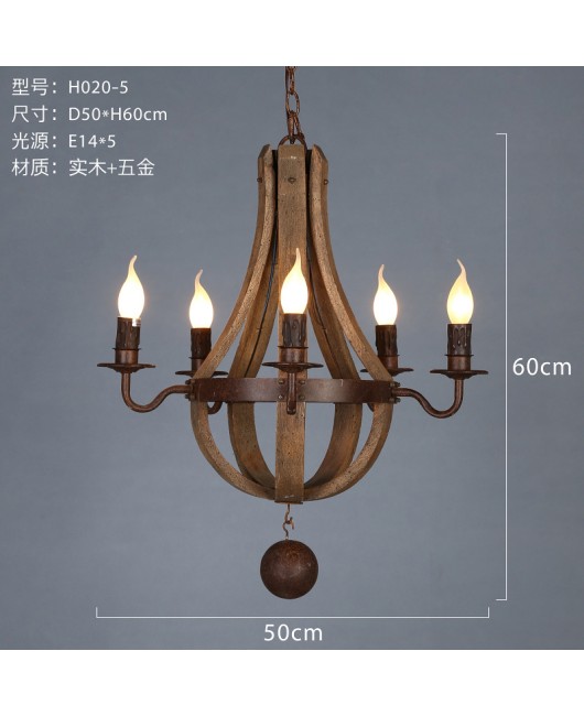 Creative American rural industrial style wooden chandelier living room restaurant cafe bar bedroom home stay hotel lamps