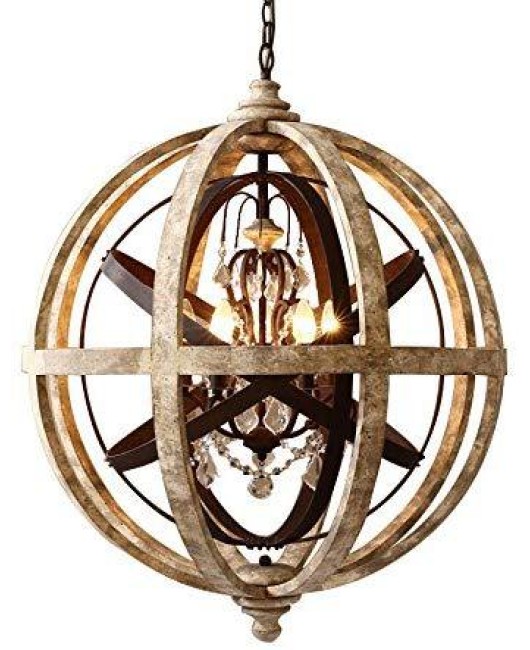 Cross border exclusive for American style countryside vintage antique wooden chandelier, living room, dining room, villa, duplex building, hotel chandelier