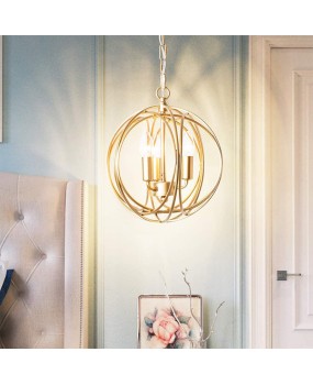 Creative American rural French iron chandelier gold spherical Nordic living room dining room bedroom corridor simple chandelier