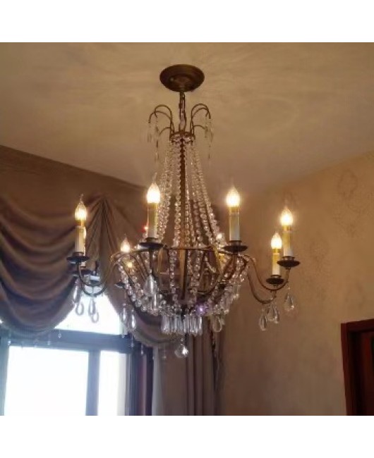 Creative American rural French crystal chandelier living room dining room bedroom staircase coffee shop western restaurant clothing shop