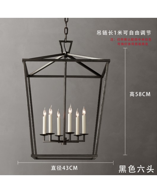 American style minimalist retro wrought iron chandelier, restaurant art lighting fixtures, living room lights, villa corridors, entrance hall lights, designer