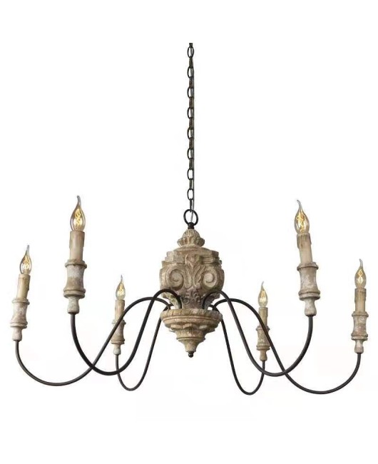 American style countryside French solid wood carving vintage vintage antique chandelier living room dining room bedroom villa duplex floor chandelier