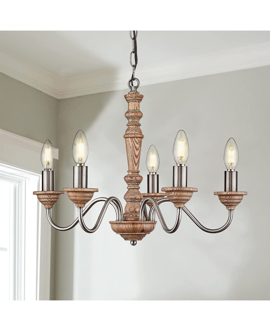 Simple and creative American rural French wooden chandelier living room dining room bedroom cloakroom corridor study lamps