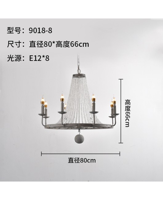 American countryside retro vintage French countryside crystal chandelier living room dining room bedroom clothing store mounted lighting fixtures