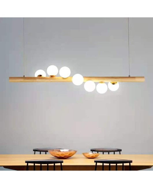 Cross border exclusive Nordic wood minimalist magic bean pendant light, dining room, living room, kitchen solid wood pendant light