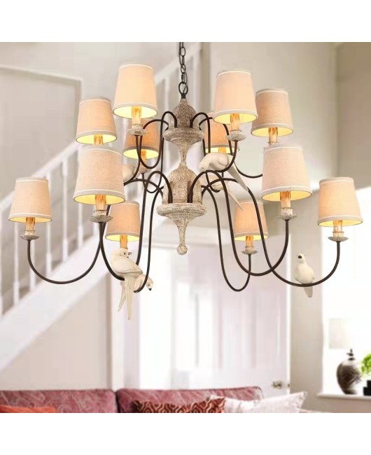 Creative American rural French pastoral Nordic bird chandelier bedroom dining room home stay hotel retro lamps