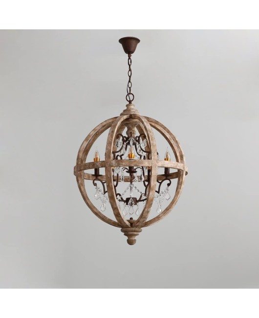 Cross border exclusive for American style countryside, French style countryside, solid wood ball shaped chandelier, living room, dining room, bedroom, homestay chandelier