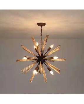 Cross border exclusive for American countryside retro vintage vintage wood art chandelier, living room, dining room, bedroom, clothing store, personalized lighting fixtures