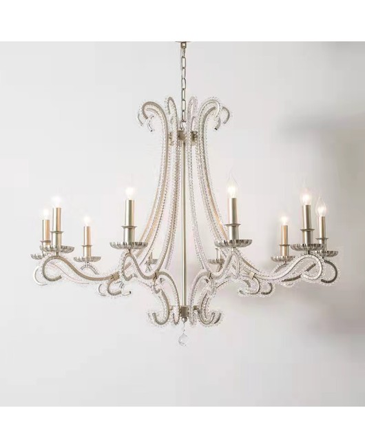 American countryside wrought iron crystal chandelier, creative French Nordic living room, dining room, bedroom, corridor, retro modern lighting fixtures