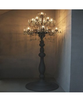 French retro woodcraft large luxury crystal floor lamp, exit villa hall corridor lamp, entertainment club lighting