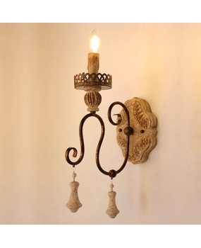 American style rural French rustic solid wood vintage antique wall lamp, living room dining room corridor bedroom staircase lighting fixture