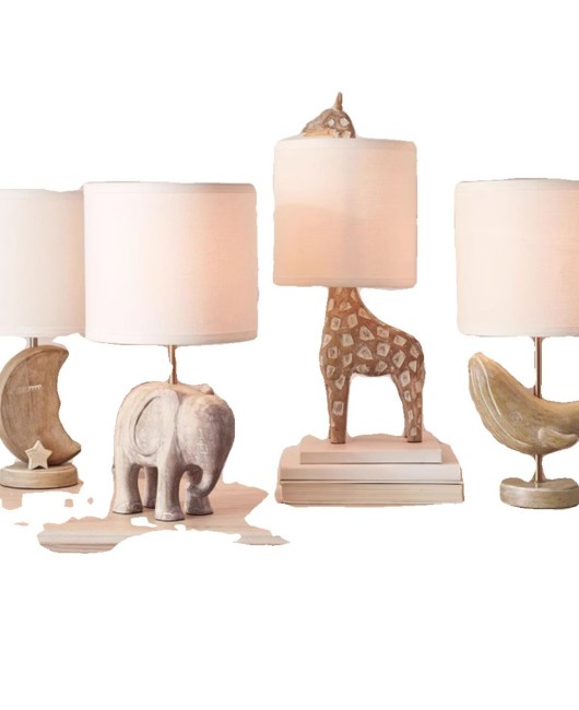 French countryside handmade wood carving cute animal table lamp, warm bedroom bedside lamp, princess room lamp, American retro style