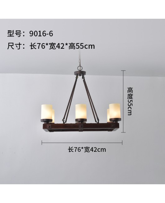 Cross border exclusive American style rural solid wood restaurant, living room, dining bar, simple and personalized wooden pendant light