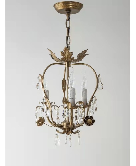 Creative American rural iron crystal chandelier corridor bedroom restaurant clothing shop bar locker room lamps