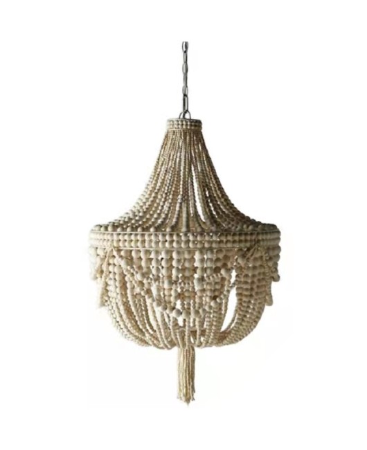 Creative American rural French pastoral Bohemian wood bead chandelier bedroom restaurant princess room lamps