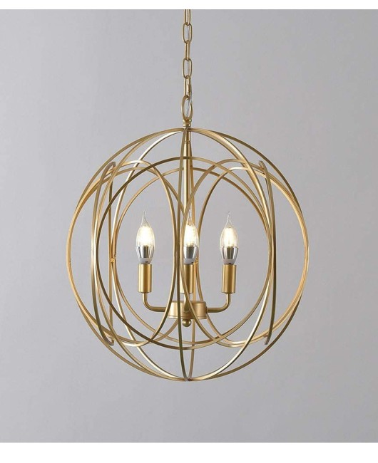 Creative American rural French iron chandelier gold spherical Nordic living room dining room bedroom corridor simple chandelier