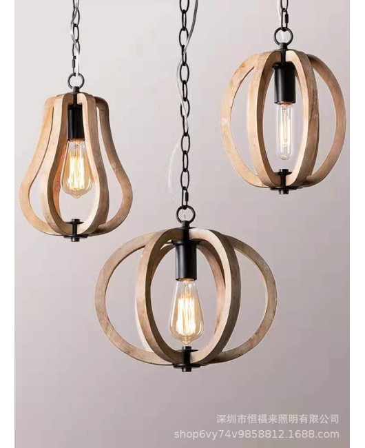 Cross border exclusive American style rural wooden pendant lights, restaurant corridors, dining bars, bar counters, stairwells, and decorative lighting fixtures