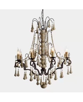 Creative American rural French retro chandelier Nordic living room dining room bedroom home stay coffee shop wooden chandelier