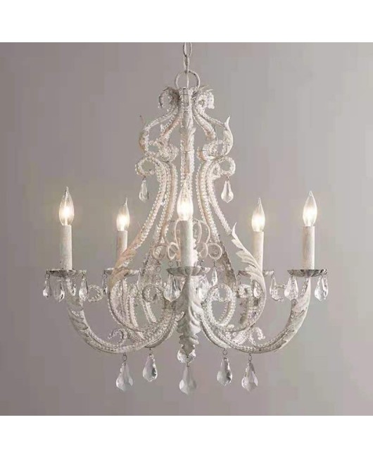 RH American countryside French countryside retro antique antique iron crystal chandelier living room dining room bedroom clothing store lighting fixtures