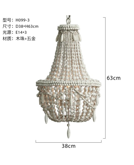 RH Creative American Rural French Pastoral Wood Bead Pendant Lamp Living Room Dining Room Bedroom Stairroom Cloakroom Lamps