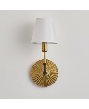 American countryside retro simple gold single head wall lamp, warm cotton and linen lampshade, bedroom bedside lamp, living room wall lamp