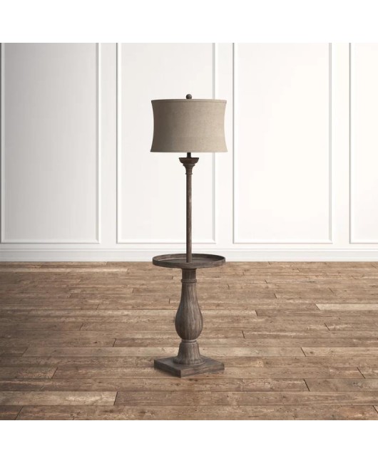 Retro solid wood floor lamp, American country style bedroom lamp, vertical lamp, living room dining room floor lamp, soft decoration lamp