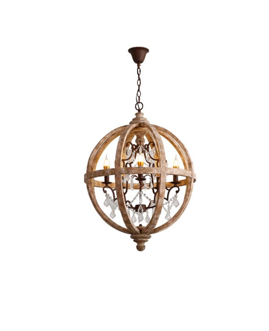 Cross border exclusive for American style countryside, French style solid wood, vintage vintage style, living room, dining room, villa, bedroom, study, ball shaped pendant light