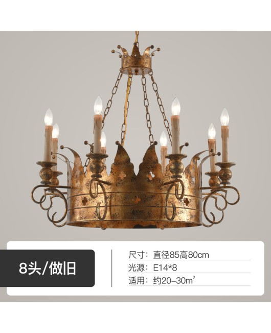 American style countryside wrought iron crown chandelier, living room, dining room, bedroom, clothing store, corridor, homestay, decorative chandelier