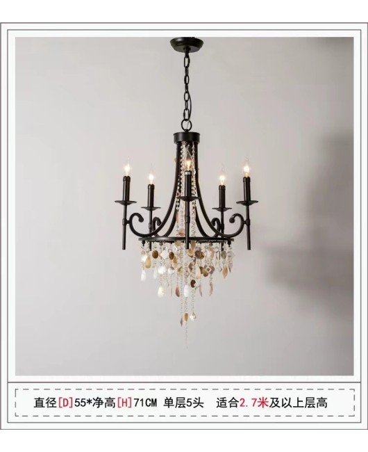 Creative American duplex building Crystal chandelier Retro French villa Living room Stair Three floor long chandelier Living room lamp