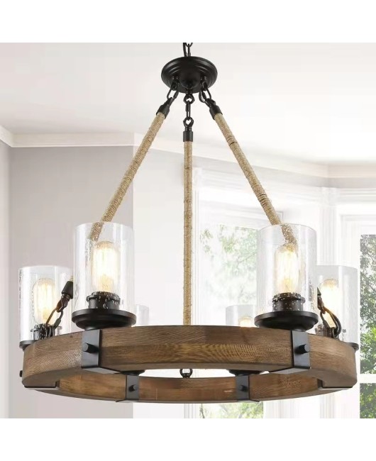 Creative and minimalist American countryside solid wood chandelier, living room, dining room, bedroom, homestay, hotel, clothing store, personalized lighting fixtures