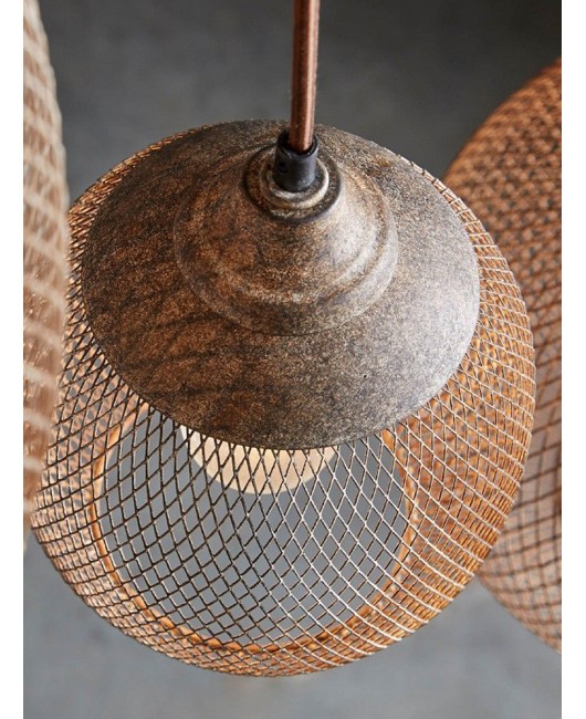 American retro industrial style single head iron mesh pendant light, creative restaurant light, living room combination light, designer lighting fixtures