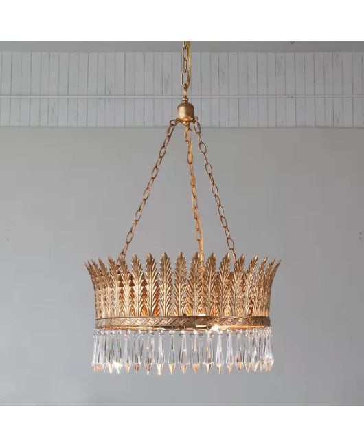 Creative American rural French rural retro old crystal chandelier living room dining room bedroom clothing shop complex lamps