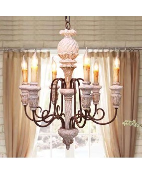 Creative American rural French solid wood retro old chandelier villa living room dining room bedroom hotel home stay lamps