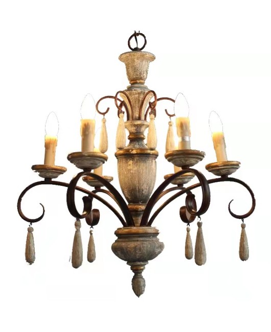 Creative American rural retro solid wood used chandelier living room dining room bedroom villa clothing store hotel lamps