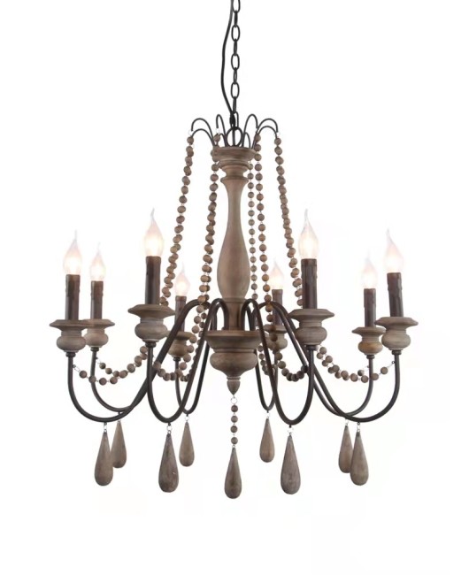 Creative American rural French pastoral wooden chandelier living room dining room bedroom clothing store homestay chandelier