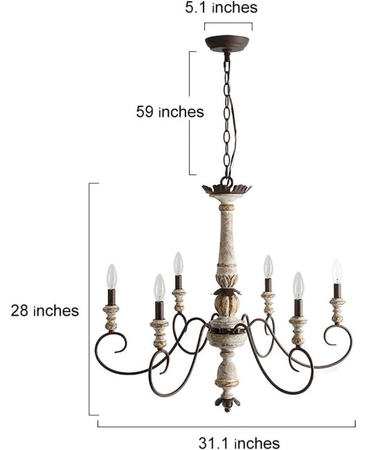 Creative retro American countryside French woodcraft chandelier bedroom dining room study high-end chandelier decoration atmosphere lighting