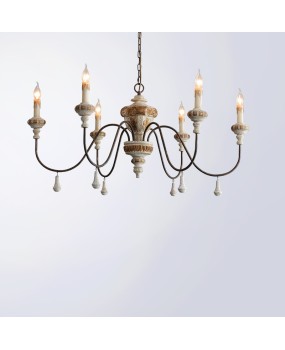 Creative American rural French solid wood retro old chandelier living room dining room bedroom villa hotel retro lamps