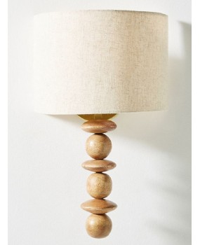 Road bedroom bedside lamp, solid wood fabric lamp, Nordic corridor lamp, creative living room wall lamp, retro American style, passing through the background wall