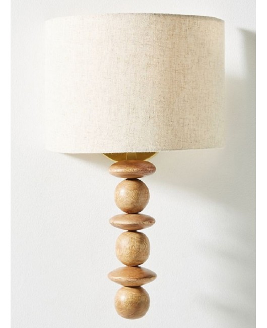 Road bedroom bedside lamp, solid wood fabric lamp, Nordic corridor lamp, creative living room wall lamp, retro American style, passing through the background wall