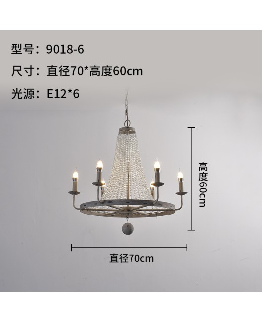 American countryside retro vintage French countryside crystal chandelier living room dining room bedroom clothing store mounted lighting fixtures