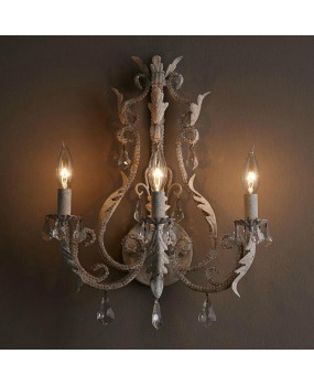 Creative American rural French retro old iron crystal wall lamp living room dining room bedroom corridor lamps