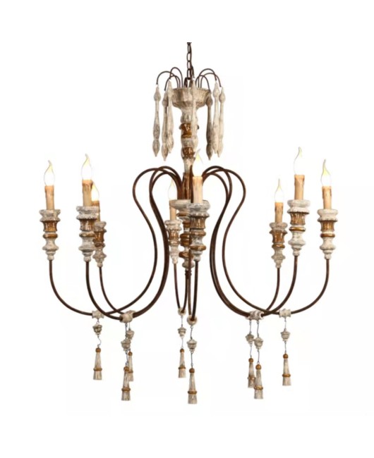 Creative American rural French solid wood chandelier villa living room duplex building restaurant B&B hotel clothing store lamps