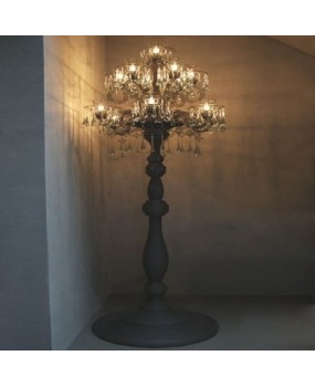 French retro woodcraft large luxury crystal floor lamp, exit villa hall corridor lamp, entertainment club lighting