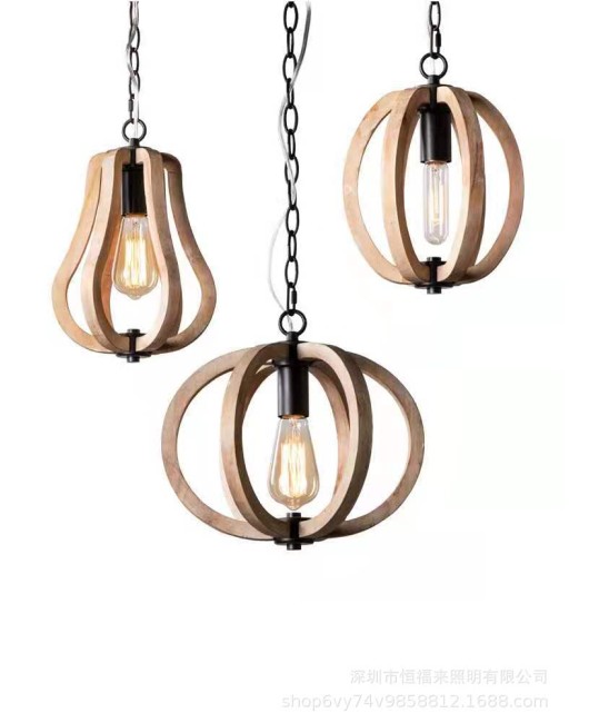 Cross border exclusive American style rural wooden pendant lights, restaurant corridors, dining bars, bar counters, stairwells, and decorative lighting fixtures