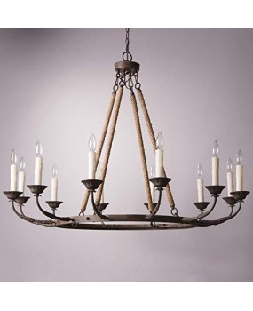 Cross border exclusive American countryside antique wrought iron chandelier, living room, dining room, staircase, villa chandelier