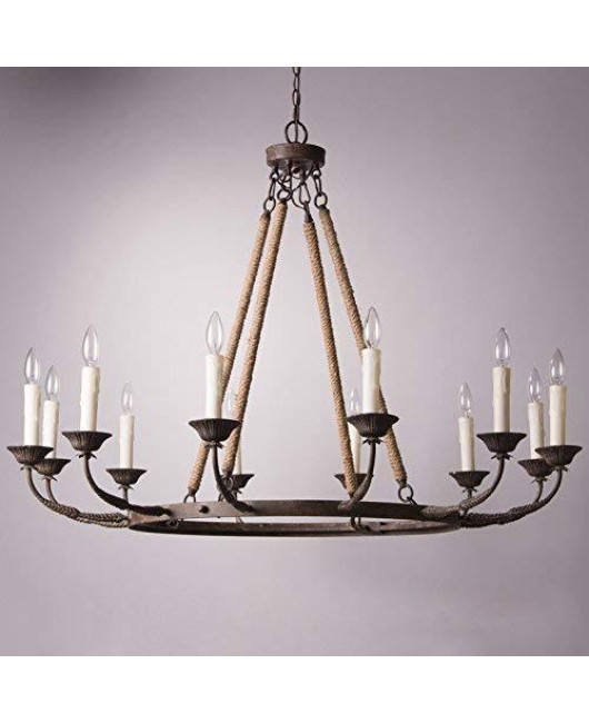 Cross border exclusive American countryside antique wrought iron chandelier, living room, dining room, staircase, villa chandelier