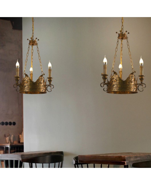 American style countryside wrought iron crown chandelier, living room, dining room, bedroom, clothing store, corridor, homestay, decorative chandelier