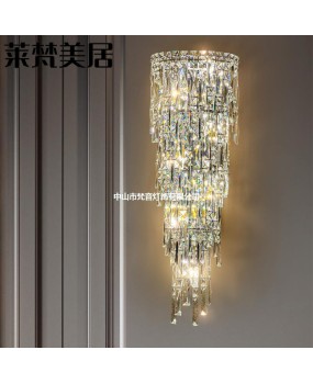 Light luxury crystal wall lamp, background wall, living room, bedroom lamp, Nordic modern creative personality villa project, bathroom lamp