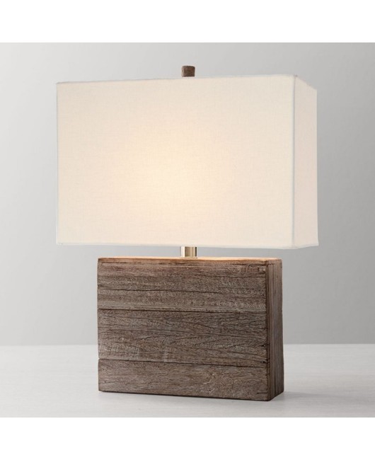 Solid wood study simple bedroom retro rural table lamp desk lamp bedside lamp creative American table lamp children's room